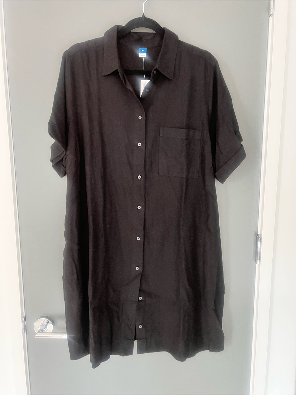 Old Navy Black Midi Dress with Button Front